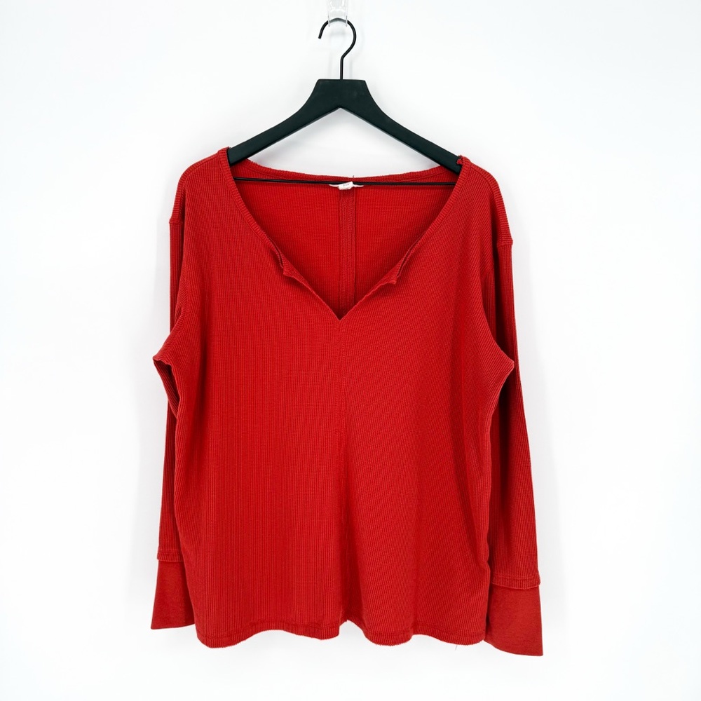 ☀️ 3/$25 Caslon Orange Waffle Knit Long Sleeve Top XL